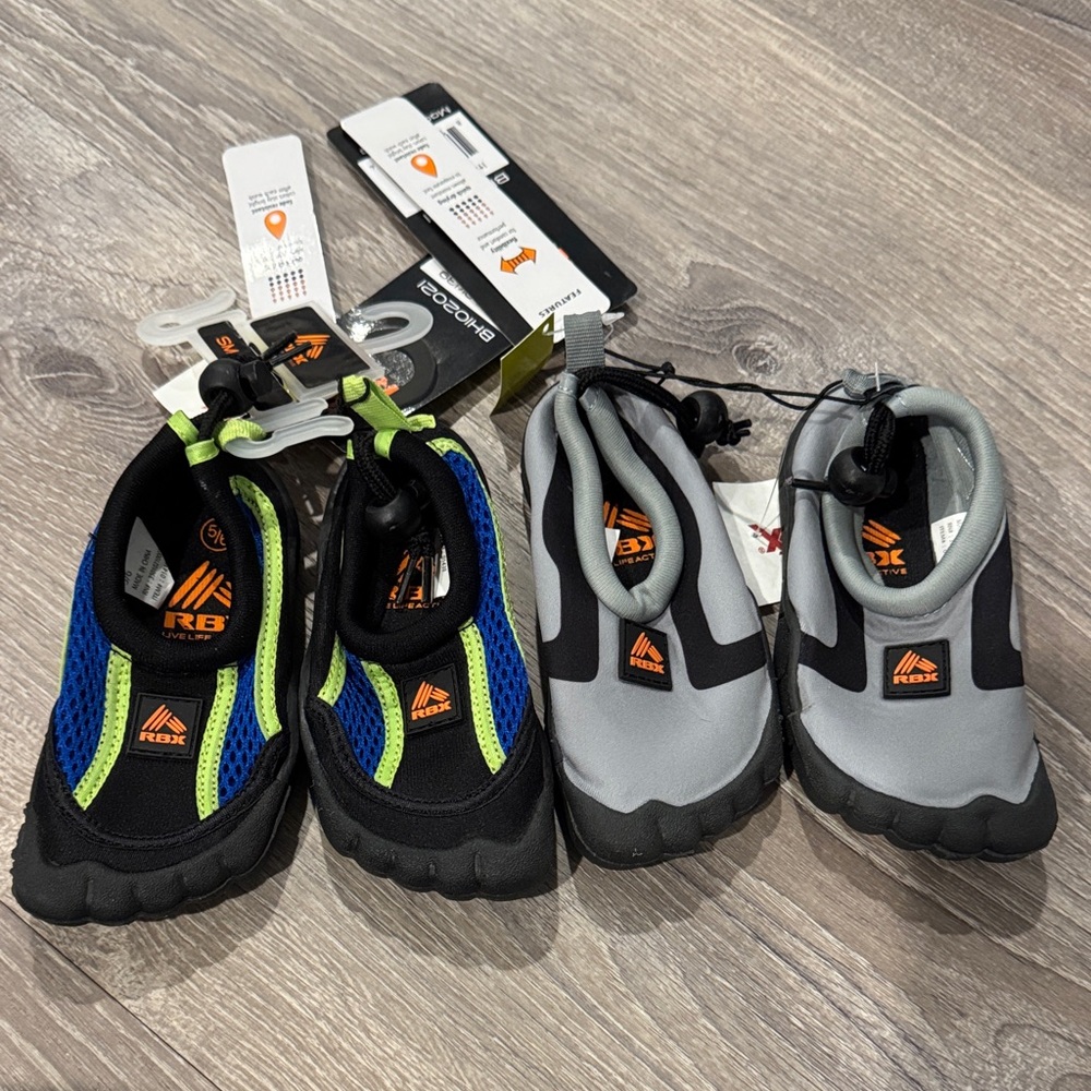 RBX Kids' Black, Blue, and Gray Water Shoes
